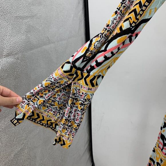 Free People Dress Womens 4 Multi Pleated Tegan Border Keyhole Bohemian Mini - Picture 4 of 16